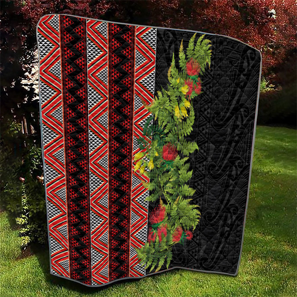 Maori Tukutuku Quilt with Ferns Pohutukawa and Kowhai Tribal Moko Patterns LT03 - Polynesian Pride