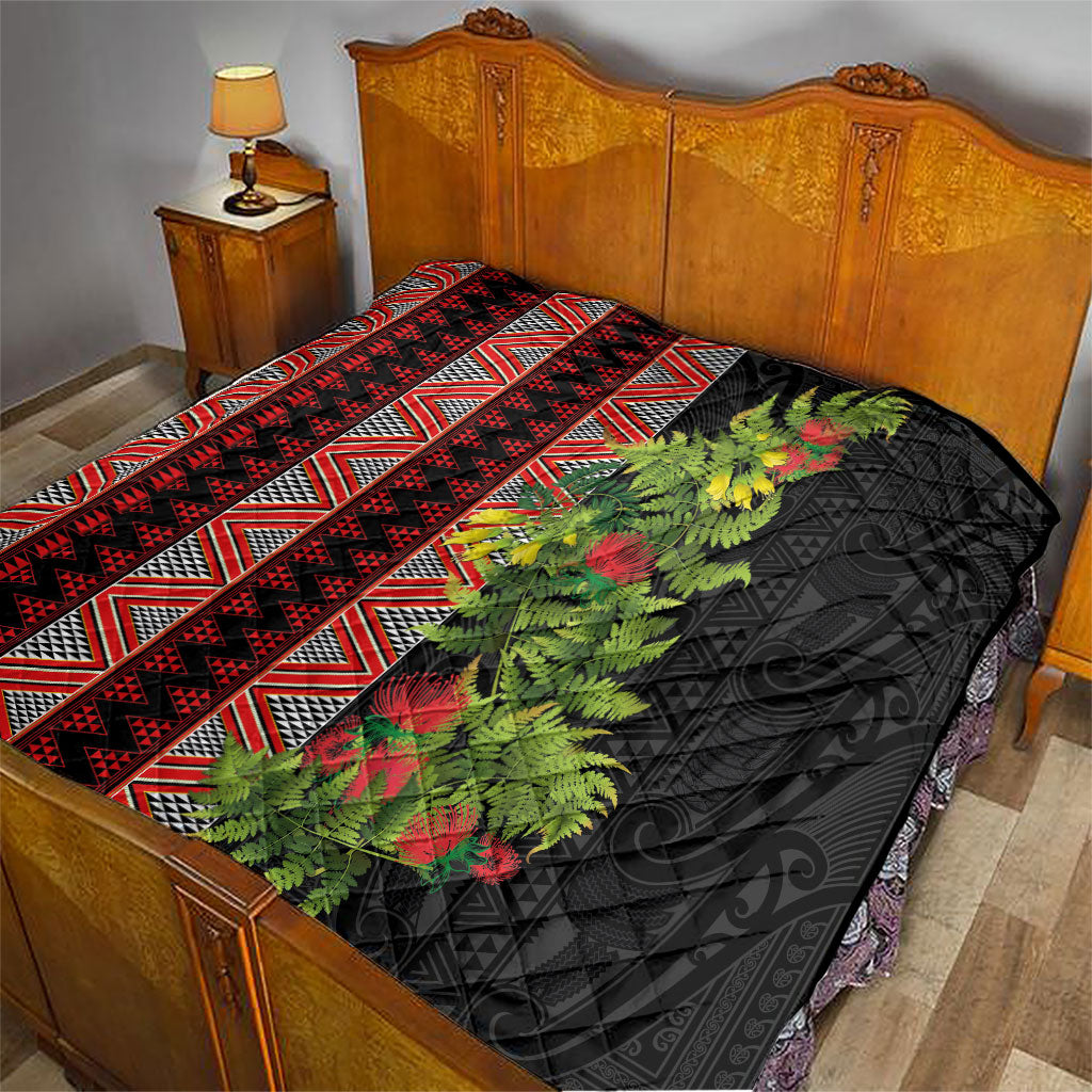 Maori Tukutuku Quilt with Ferns Pohutukawa and Kowhai Tribal Moko Patterns LT03 - Polynesian Pride