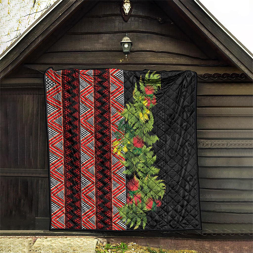 Maori Tukutuku Quilt with Ferns Pohutukawa and Kowhai Tribal Moko Patterns LT03 - Polynesian Pride