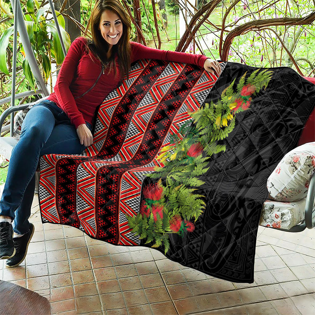Maori Tukutuku Quilt with Ferns Pohutukawa and Kowhai Tribal Moko Patterns LT03 - Polynesian Pride