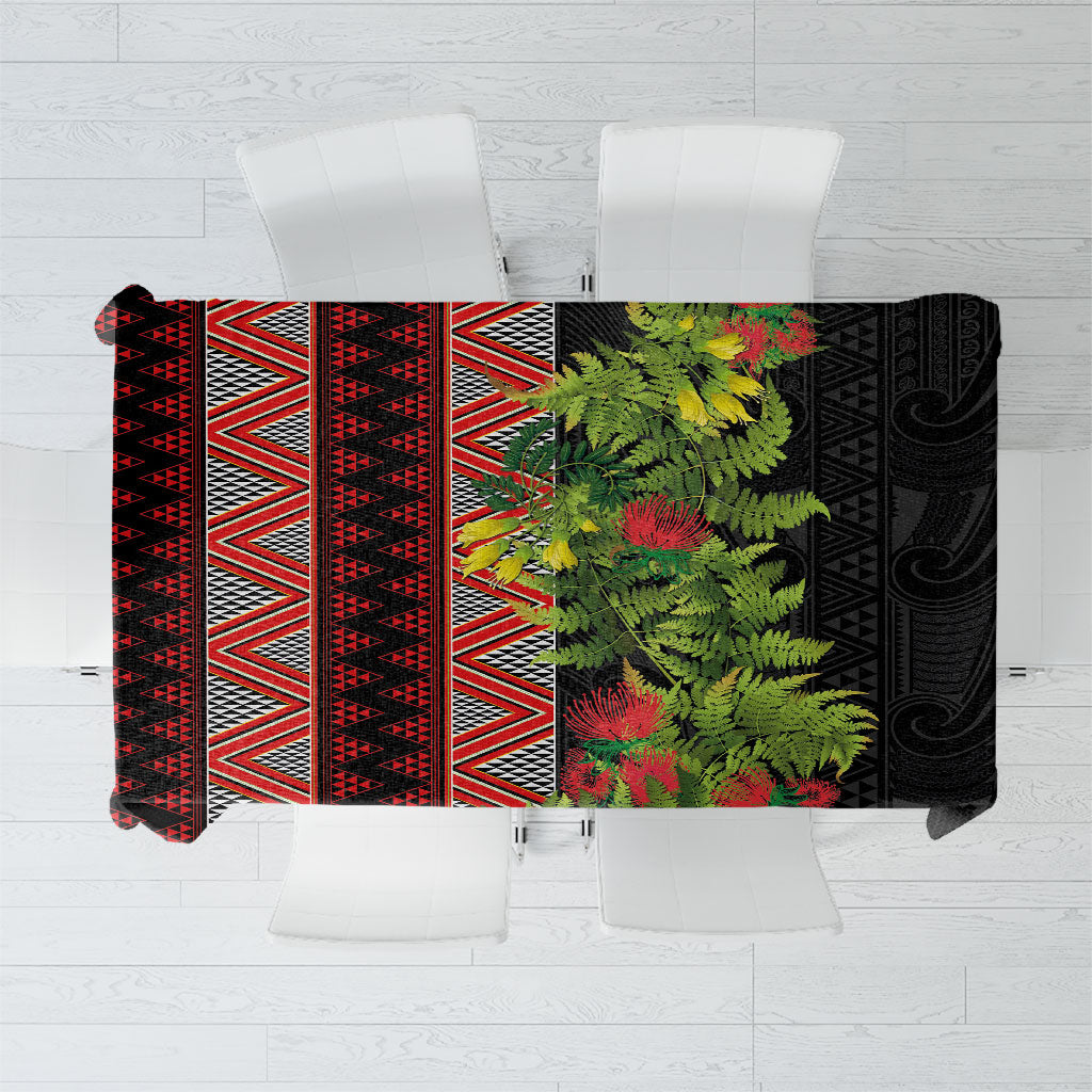 Maori Tukutuku Tablecloth with Ferns Pohutukawa and Kowhai Tribal Moko Patterns LT03 Multicolor - Polynesian Pride