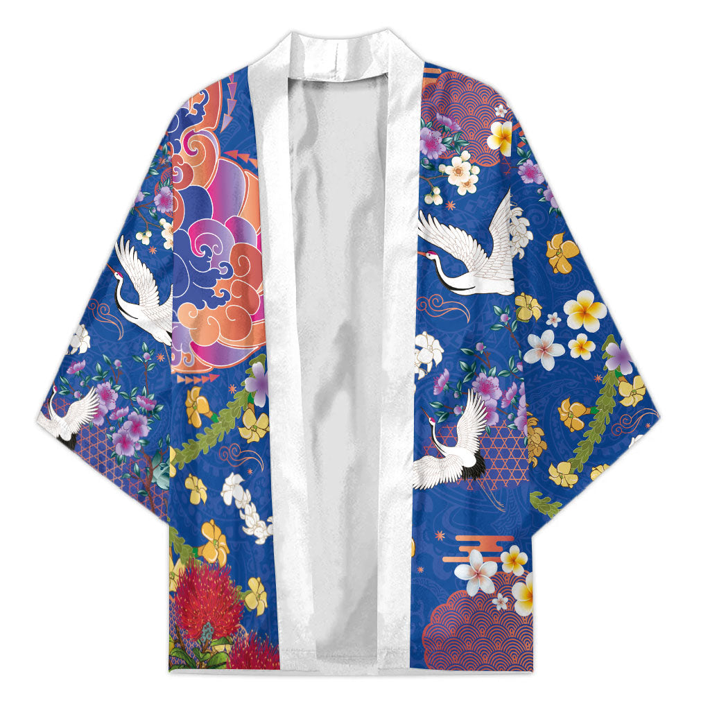 Hawaiian and Japanese Culture Together Kimono Kakau Tribal Pattern and Irezumi Art Blue Color LT03 Unisex Blue - Polynesian Pride