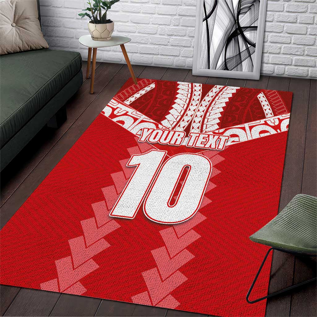 Custom Tahiti Football Polynesian Pattern Area Rug LT03 Red - Polynesian Pride