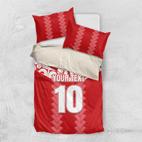 Custom Tahiti Football Polynesian Pattern Bedding Set LT03 US Twin 172cm x 218cm Red - Polynesian Pride