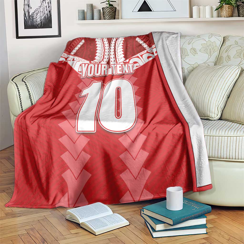 Custom Tahiti Football Polynesian Pattern Blanket LT03 Red - Polynesian Pride