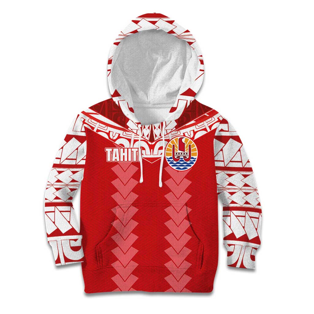 Custom Tahiti Football Polynesian Pattern Kid Hoodie LT03 Hoodie Red - Polynesian Pride