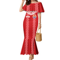 Custom Tahiti Football Polynesian Pattern Mermaid Dress LT03 Women Red - Polynesian Pride