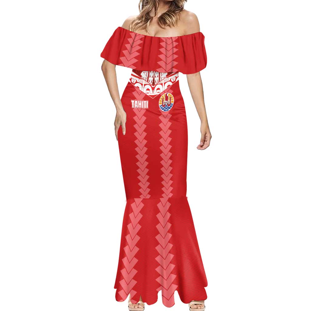 Custom Tahiti Football Polynesian Pattern Mermaid Dress LT03 - Polynesian Pride