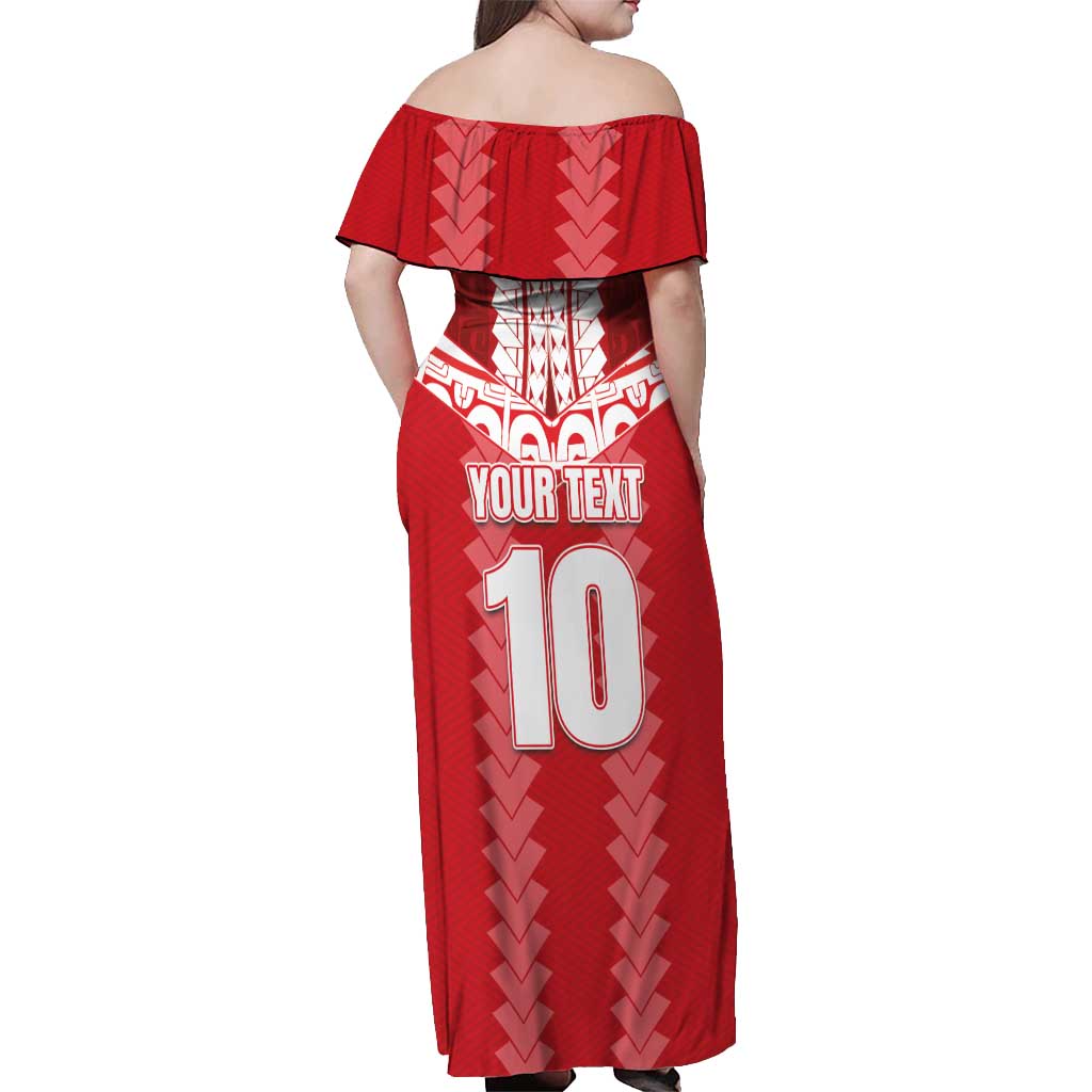 Custom Tahiti Football Polynesian Pattern Off Shoulder Maxi Dress LT03 - Polynesian Pride