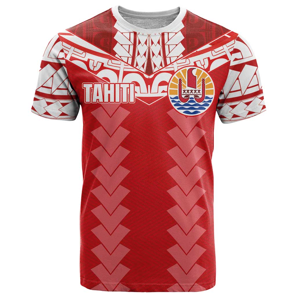 Custom Tahiti Football Polynesian Pattern T Shirt LT03 Red - Polynesian Pride