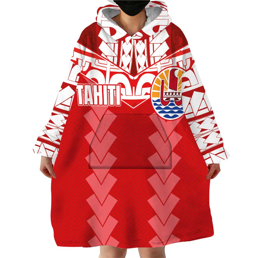 Custom Tahiti Football Polynesian Pattern Wearable Blanket Hoodie LT03 - Polynesian Pride