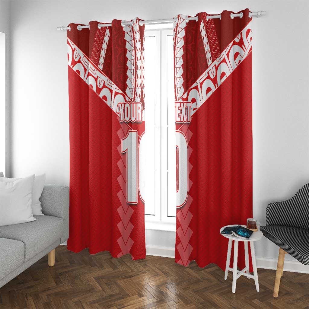 Custom Tahiti Football Polynesian Pattern Window Curtain LT03 With Grommets Red - Polynesian Pride