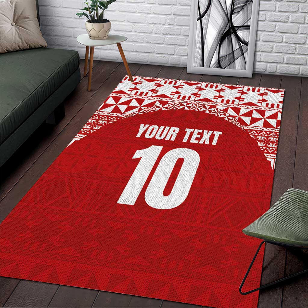 Custom Tonga Football Ngatu Tribal Tattoo Area Rug LT03 Red - Polynesian Pride