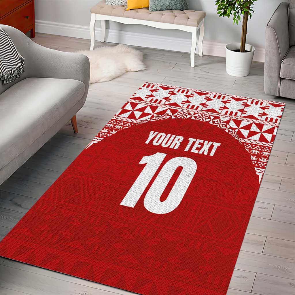 Custom Tonga Football Ngatu Tribal Tattoo Area Rug LT03 - Polynesian Pride