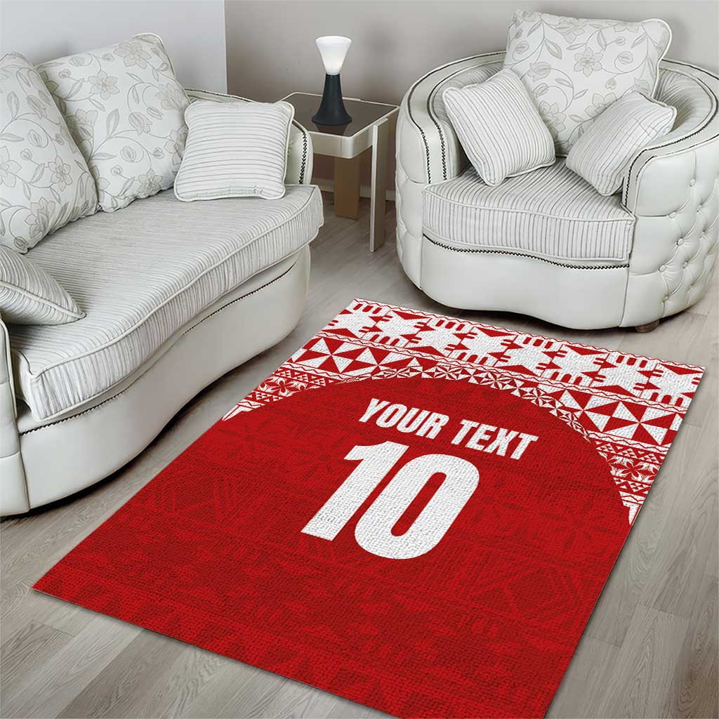 Custom Tonga Football Ngatu Tribal Tattoo Area Rug LT03 - Polynesian Pride