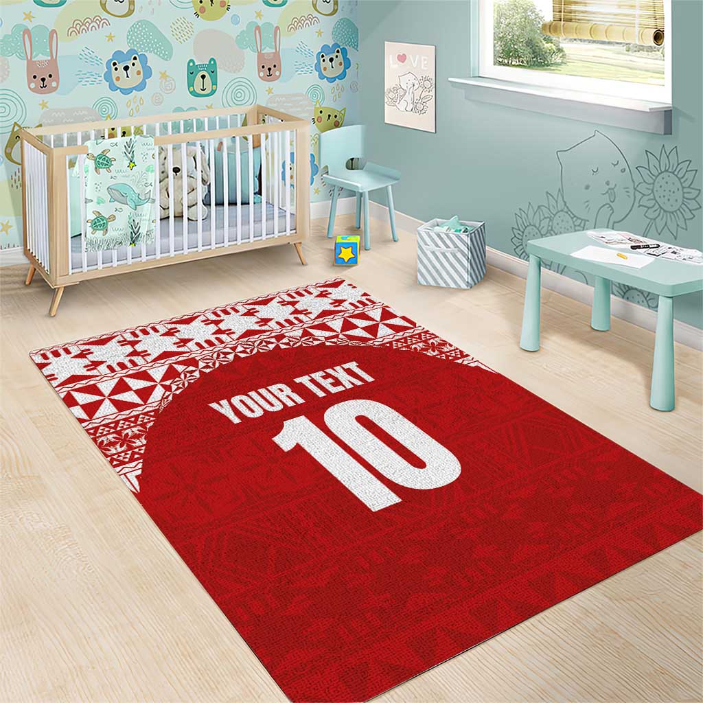 Custom Tonga Football Ngatu Tribal Tattoo Area Rug LT03 - Polynesian Pride