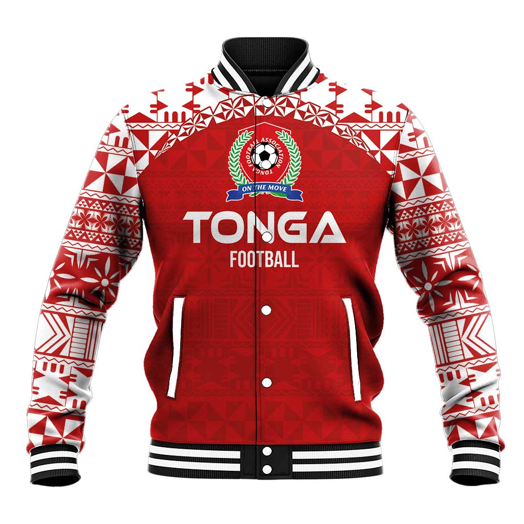Custom Tonga Football Ngatu Tribal Tattoo Baseball Jacket LT03 Unisex Red - Polynesian Pride