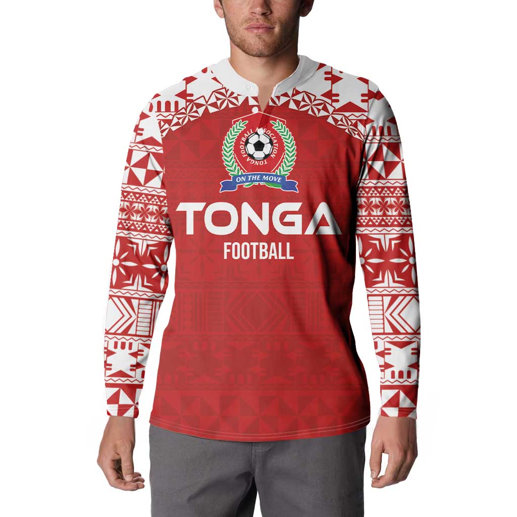 Custom Tonga Football Ngatu Tribal Tattoo Button Sweatshirt LT03 - Polynesian Pride