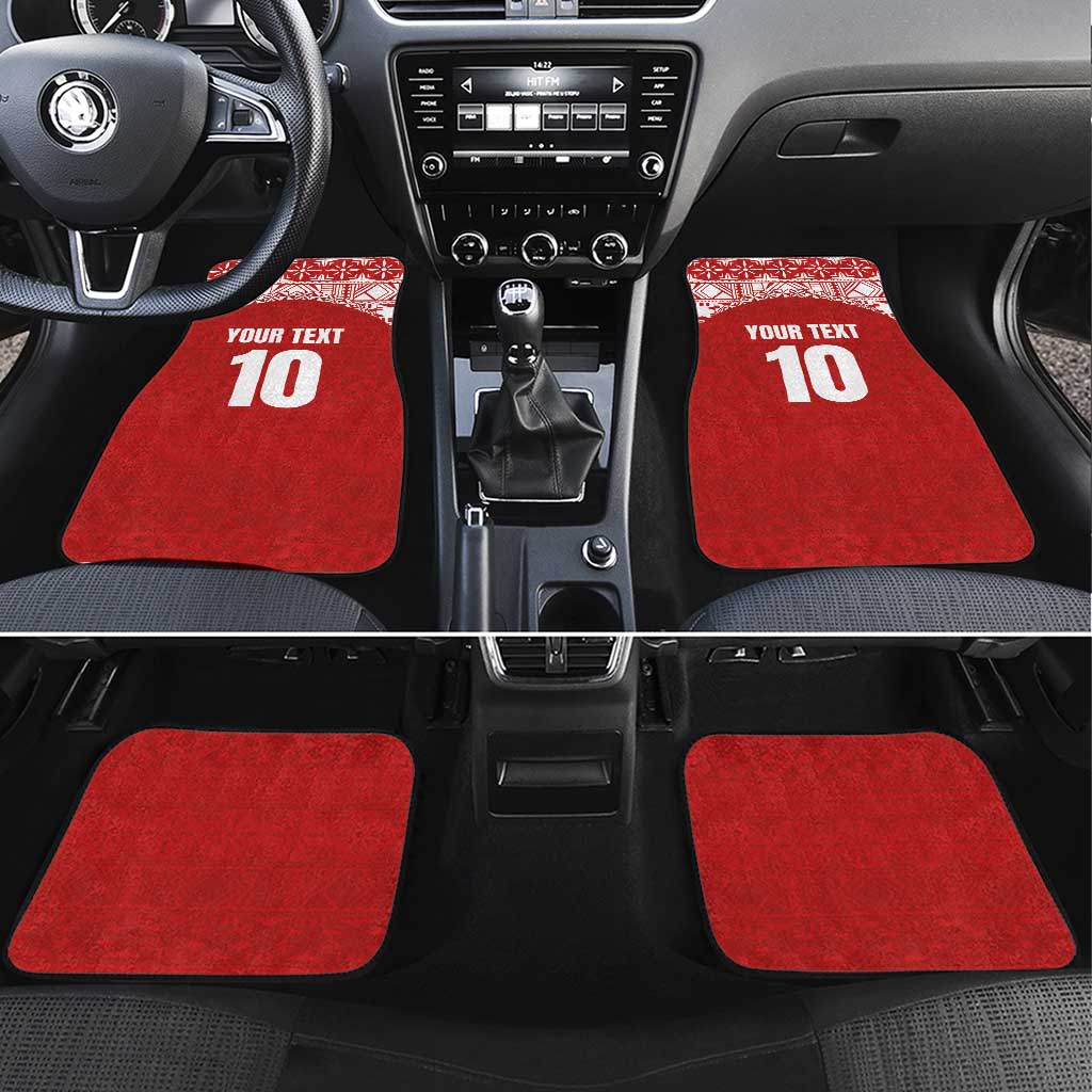 Custom Tonga Football Ngatu Tribal Tattoo Car Mats LT03 Set 4pcs Red - Polynesian Pride
