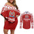 Custom Tonga Football Ngatu Tribal Tattoo Couples Matching Off Shoulder Short Dress and Long Sleeve Button Shirt