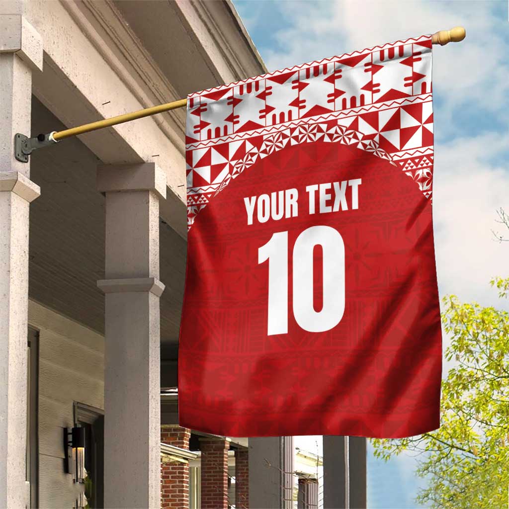 Custom Tonga Football Ngatu Tribal Tattoo Garden Flag LT03 House Flag Red - Polynesian Pride