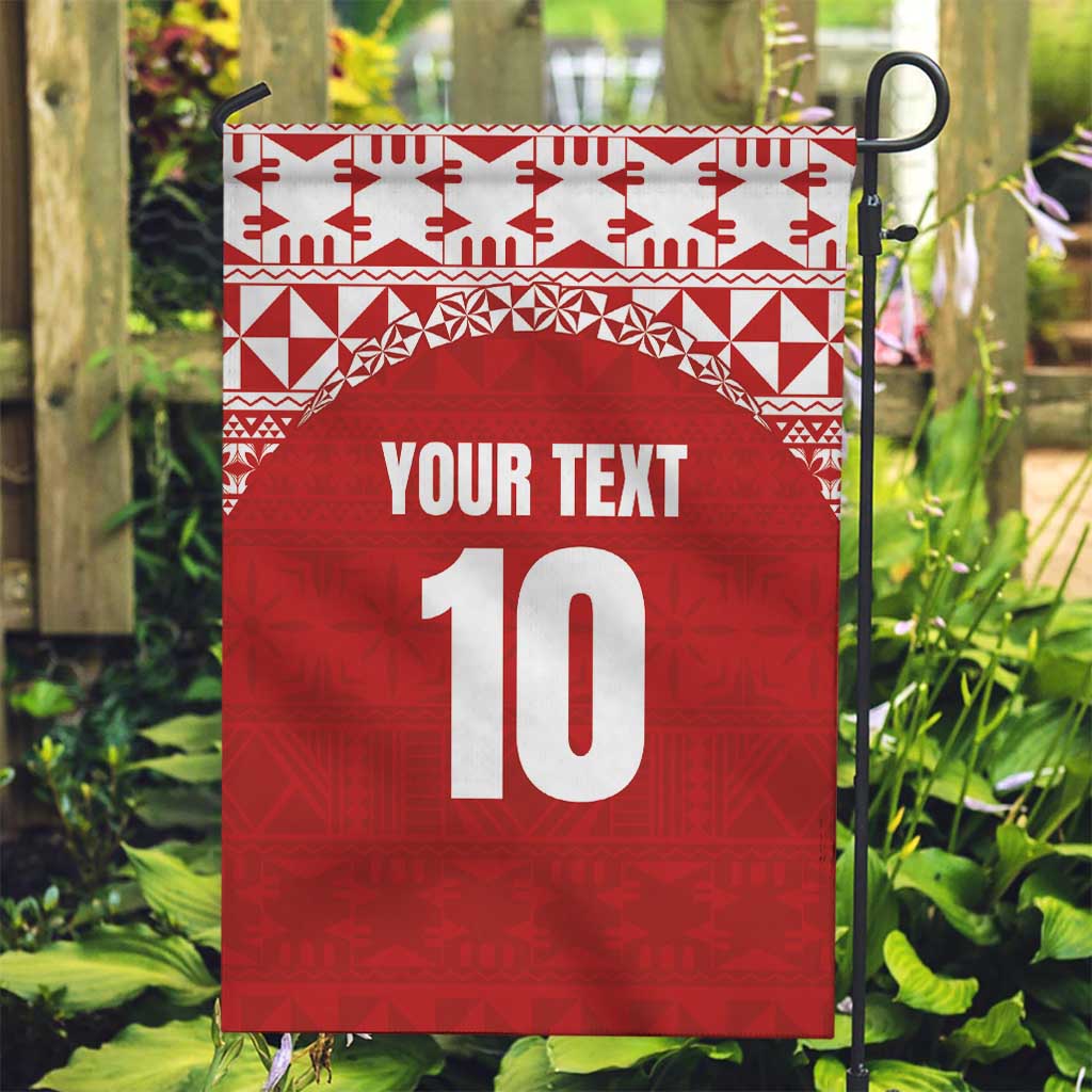 Custom Tonga Football Ngatu Tribal Tattoo Garden Flag LT03 Garden Flag Red - Polynesian Pride
