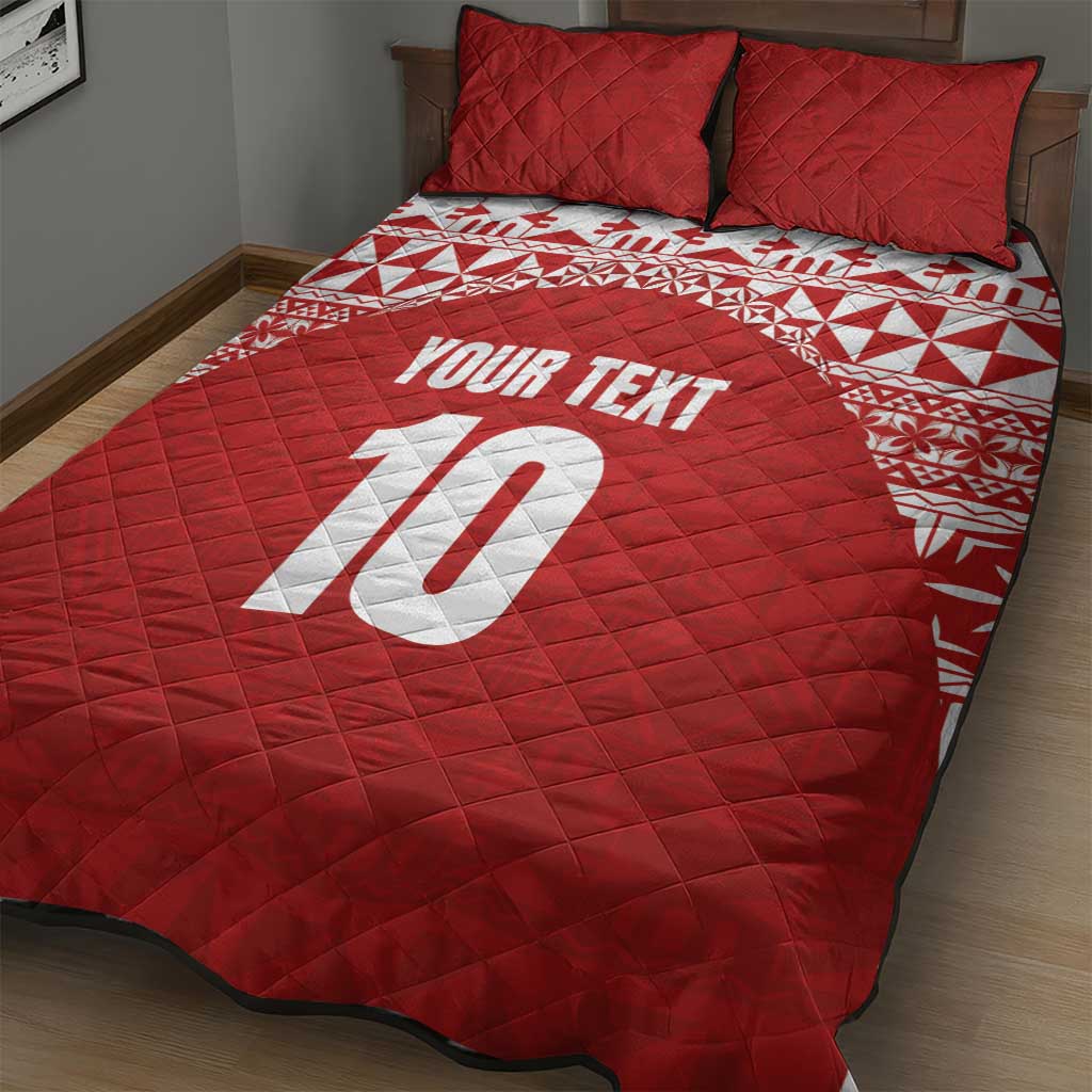 Custom Tonga Football Ngatu Tribal Tattoo Quilt Bed Set LT03 - Polynesian Pride