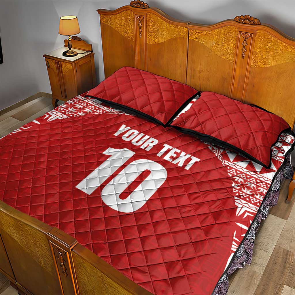 Custom Tonga Football Ngatu Tribal Tattoo Quilt Bed Set LT03 - Polynesian Pride