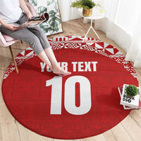 Custom Tonga Football Ngatu Tribal Tattoo Round Carpet LT03 - Polynesian Pride