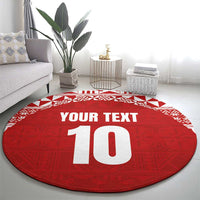 Custom Tonga Football Ngatu Tribal Tattoo Round Carpet LT03 - Polynesian Pride