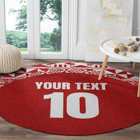 Custom Tonga Football Ngatu Tribal Tattoo Round Carpet LT03 - Polynesian Pride