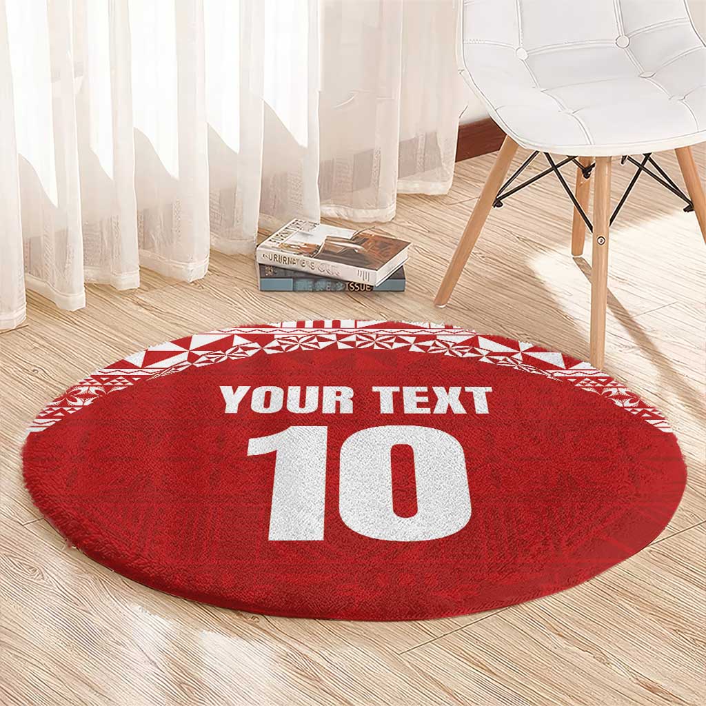 Custom Tonga Football Ngatu Tribal Tattoo Round Carpet LT03 - Polynesian Pride
