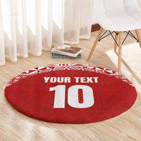 Custom Tonga Football Ngatu Tribal Tattoo Round Carpet LT03 - Polynesian Pride
