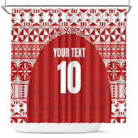 Custom Tonga Football Ngatu Tribal Tattoo Shower Curtain LT03 Red - Polynesian Pride
