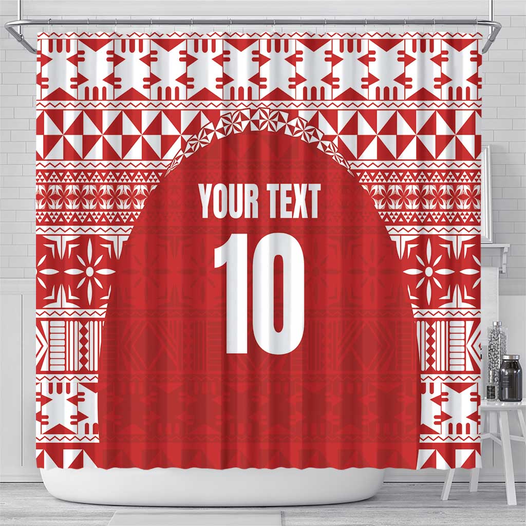 Custom Tonga Football Ngatu Tribal Tattoo Shower Curtain LT03 - Polynesian Pride