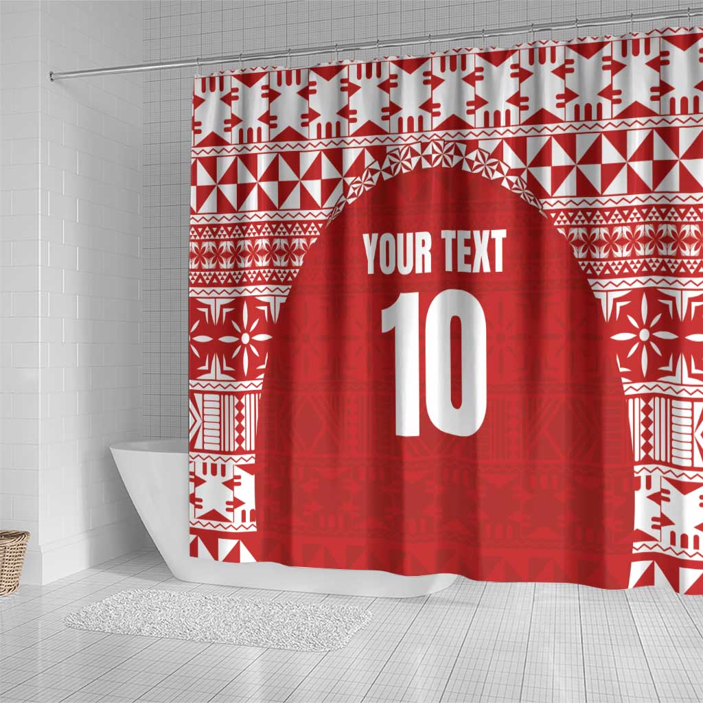 Custom Tonga Football Ngatu Tribal Tattoo Shower Curtain LT03 - Polynesian Pride
