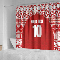 Custom Tonga Football Ngatu Tribal Tattoo Shower Curtain LT03 - Polynesian Pride