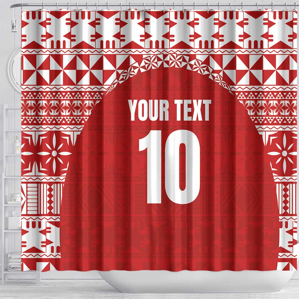 Custom Tonga Football Ngatu Tribal Tattoo Shower Curtain LT03 - Polynesian Pride