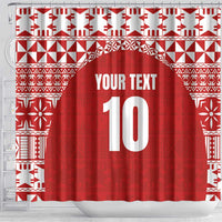 Custom Tonga Football Ngatu Tribal Tattoo Shower Curtain LT03 - Polynesian Pride