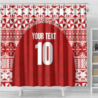 Custom Tonga Football Ngatu Tribal Tattoo Shower Curtain LT03 - Polynesian Pride