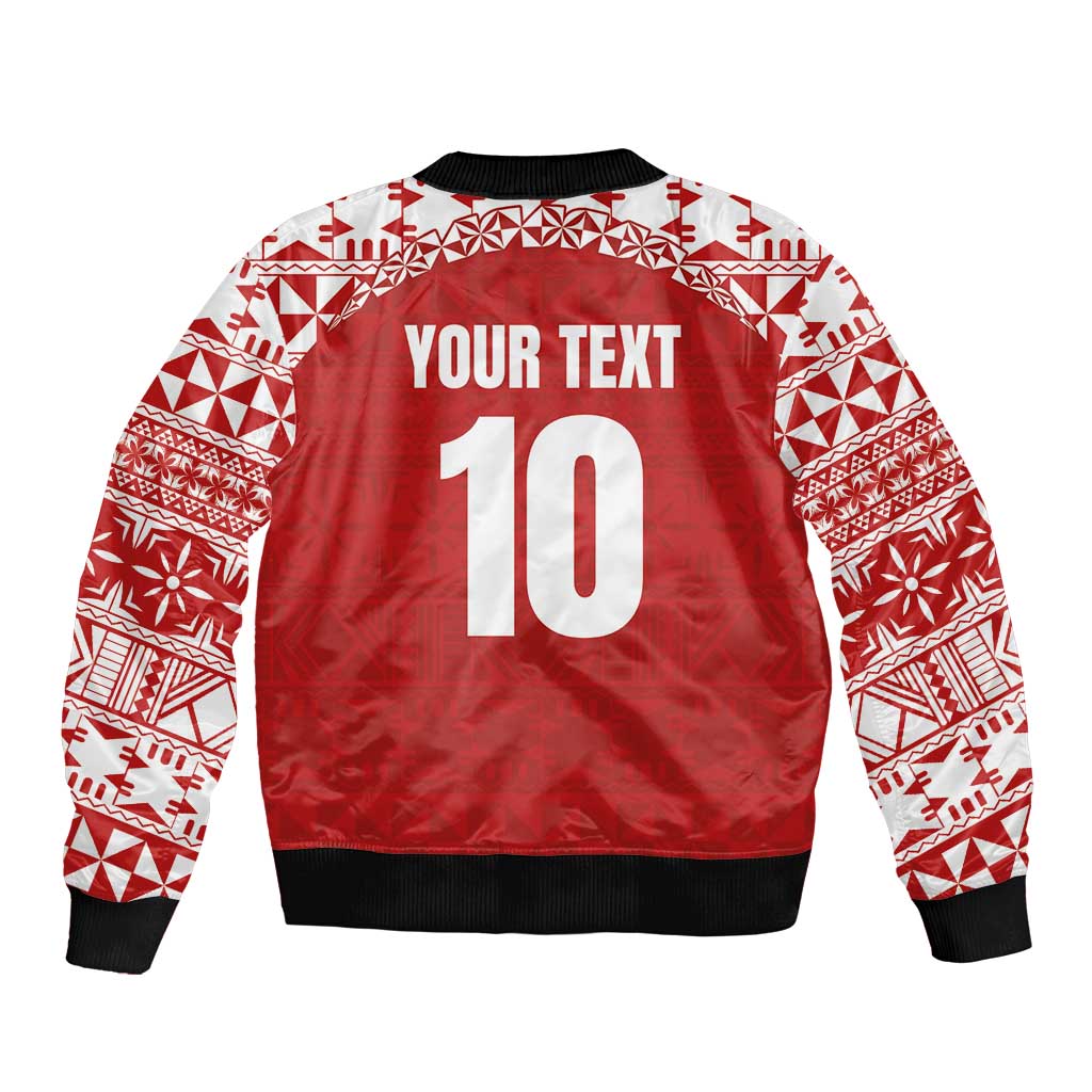 Custom Tonga Football Ngatu Tribal Tattoo Sleeve Zip Bomber Jacket LT03 - Polynesian Pride