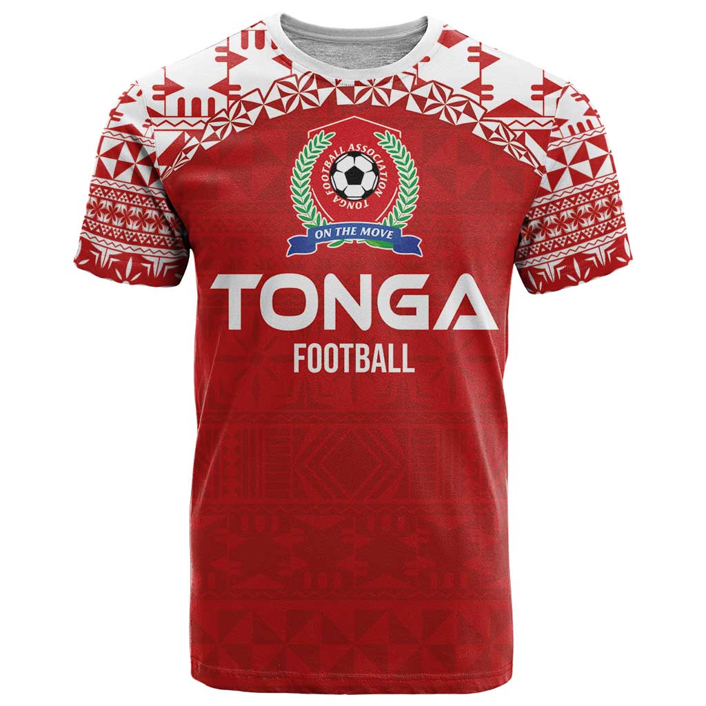 Custom Tonga Football Ngatu Tribal Tattoo T Shirt LT03 Red - Polynesian Pride