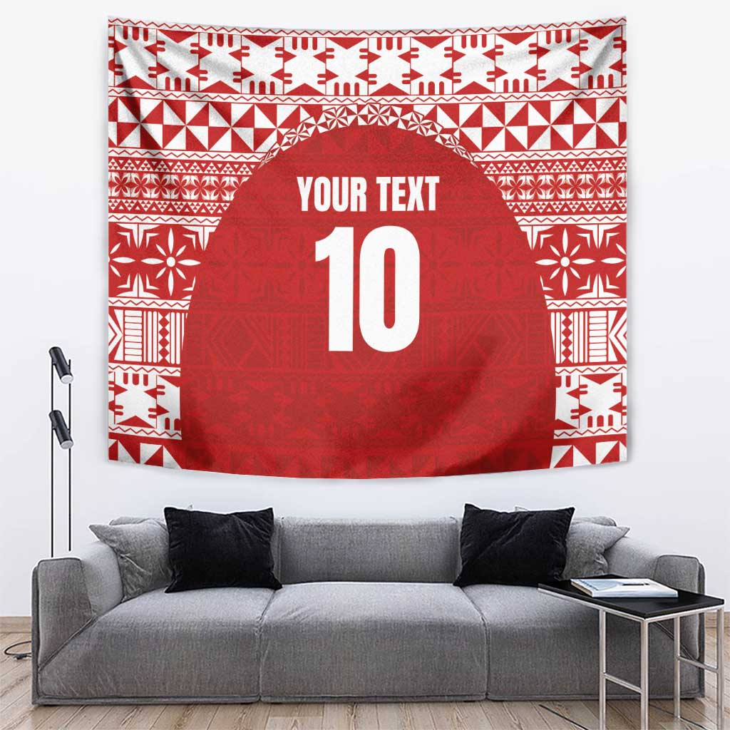 Custom Tonga Football Ngatu Tribal Tattoo Tapestry LT03 Red - Polynesian Pride
