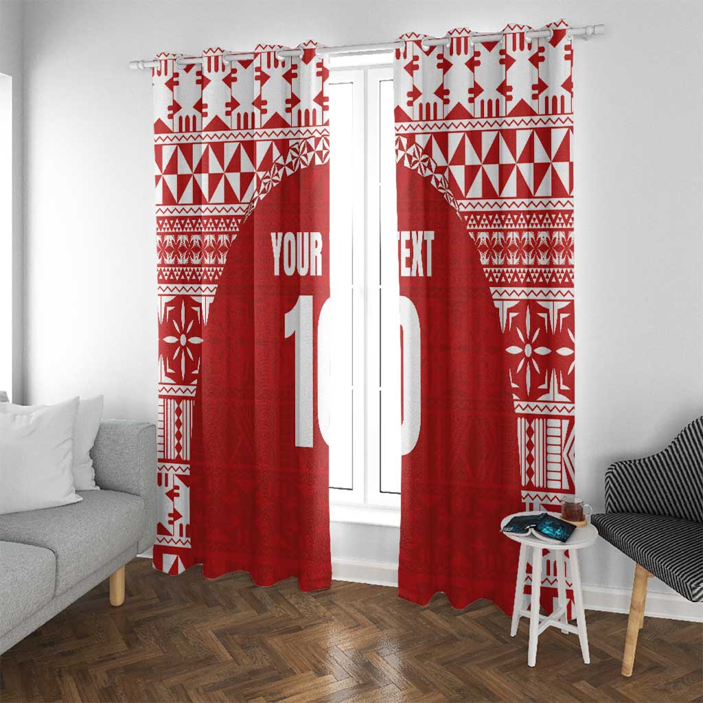 Custom Tonga Football Ngatu Tribal Tattoo Window Curtain LT03 With Grommets Red - Polynesian Pride