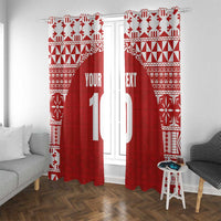 Custom Tonga Football Ngatu Tribal Tattoo Window Curtain LT03 With Grommets Red - Polynesian Pride
