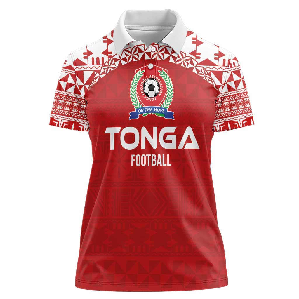 Custom Tonga Football Ngatu Tribal Tattoo Women Polo Shirt