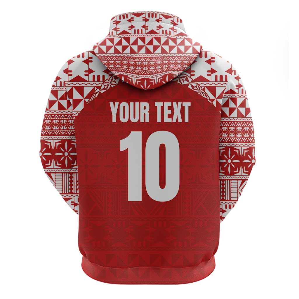 Custom Tonga Football Ngatu Tribal Tattoo Zip Hoodie LT03 - Polynesian Pride
