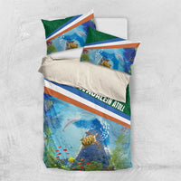Marshall Islands Kwajalein Atoll Bedding Set Polynesian Pattern and Undersea Animals LT03 US Twin 172cm x 218cm Blue - Polynesian Pride