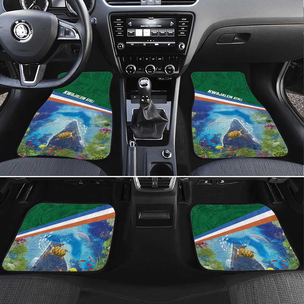 Marshall Islands Kwajalein Atoll Car Mats Polynesian Pattern and Undersea Animals LT03 Set 4pcs Blue - Polynesian Pride