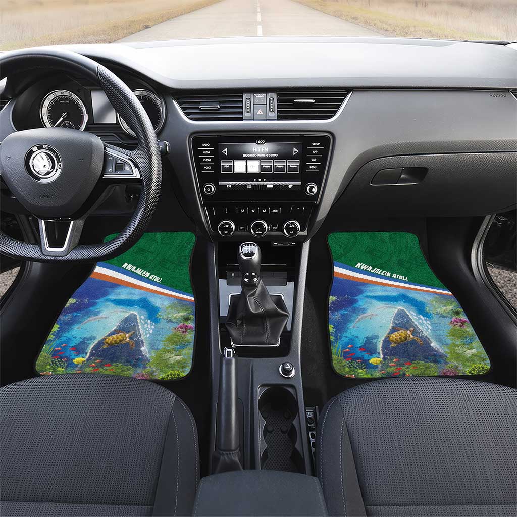 Marshall Islands Kwajalein Atoll Car Mats Polynesian Pattern and Undersea Animals LT03 Set 2pcs - Front Blue - Polynesian Pride